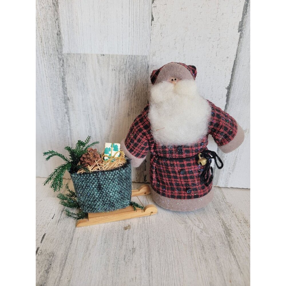 Collectible creations 1998 Santa Claus sled pull plush xmas figure